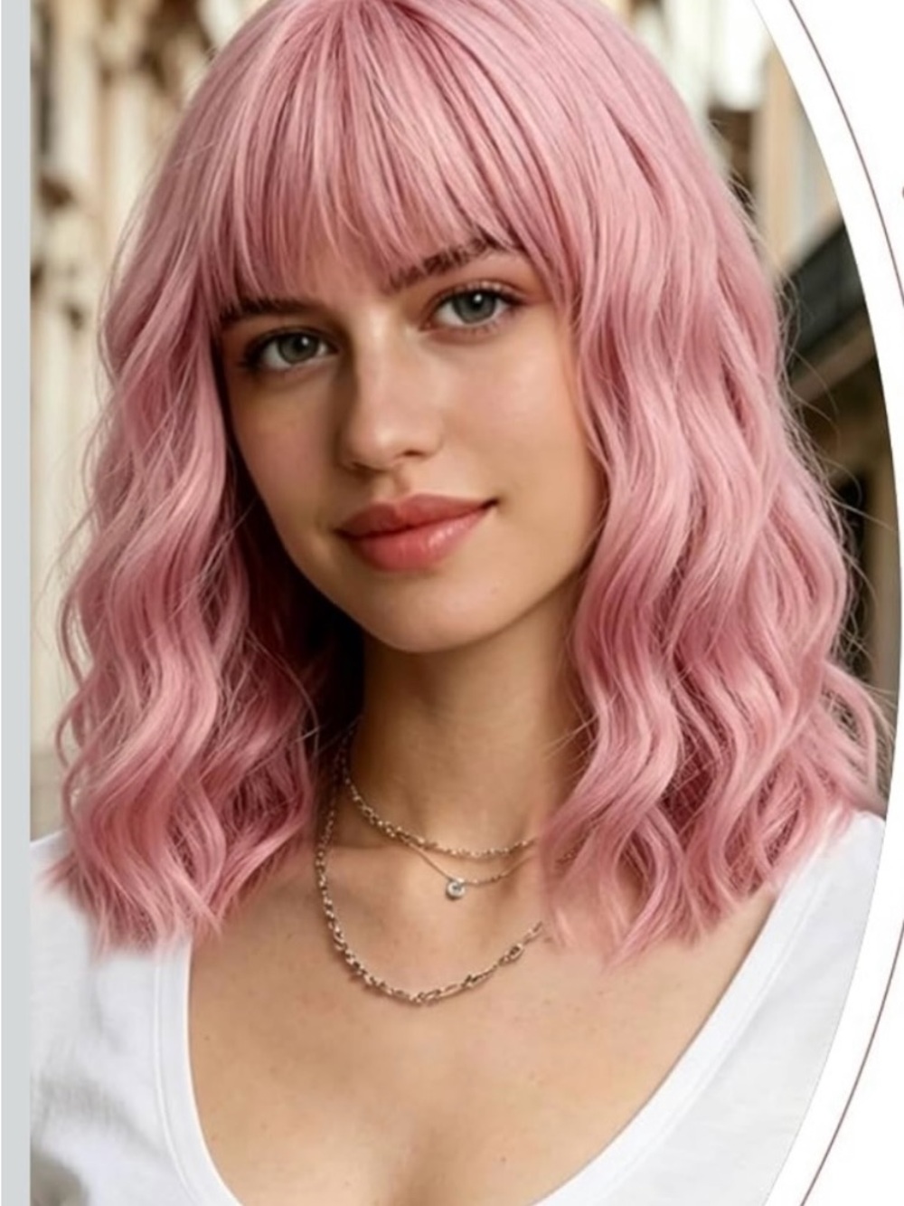 Women’s Pink Wavy Wig A 14 Inches Synthetic NEW!
